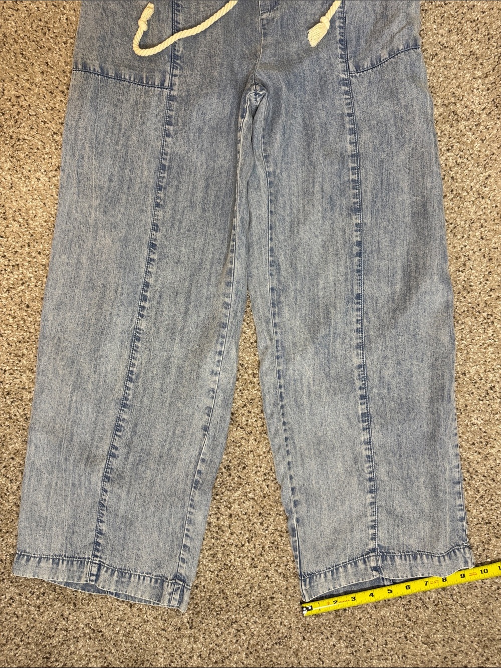 Jane + Delancey Light Blue Pull On Pant with Cord Belt & Elastic Back - Picture 9 of 13